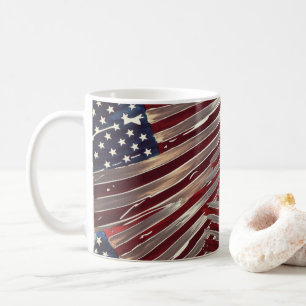 Taza De Café Bandera estadounidense Oro Azul Rojo sacude estrel