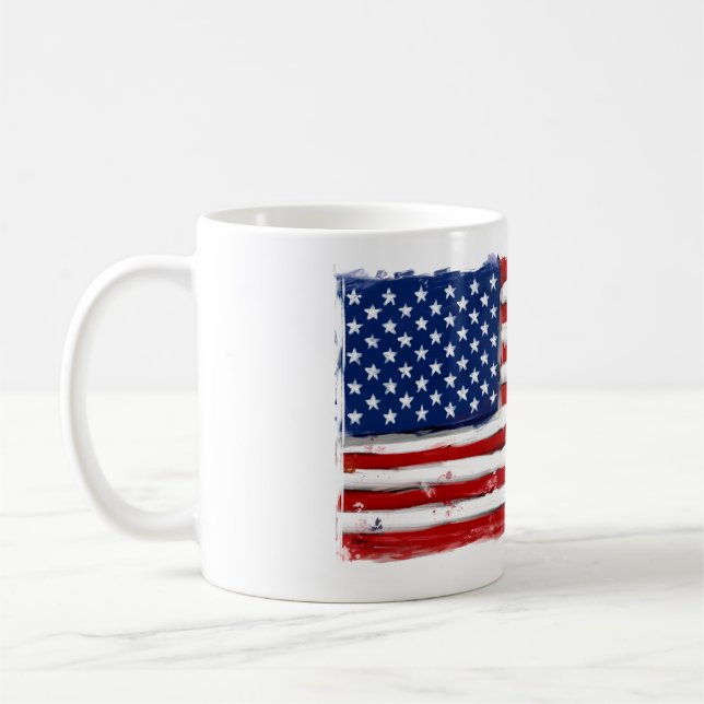 Taza De Café Bandera estadounidense patriótica arte de música p (Izquierda)