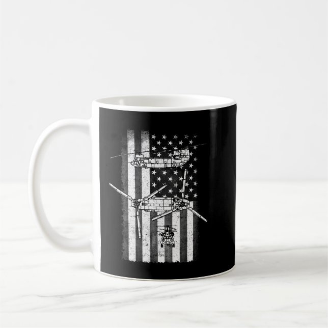Taza De Café Bandera estadounidense patriótica CH-47 Chinook He (Izquierda)