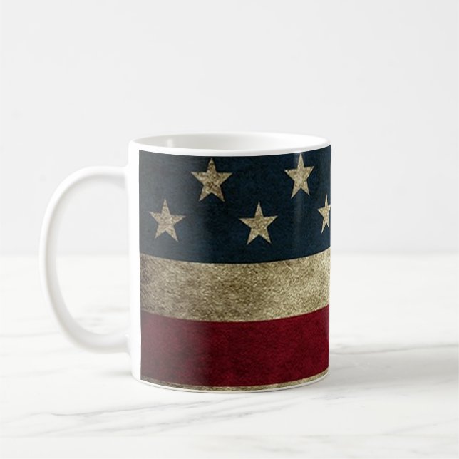 Taza De Café Bandera estadounidense Patriótica Rustica Mug (Izquierda)