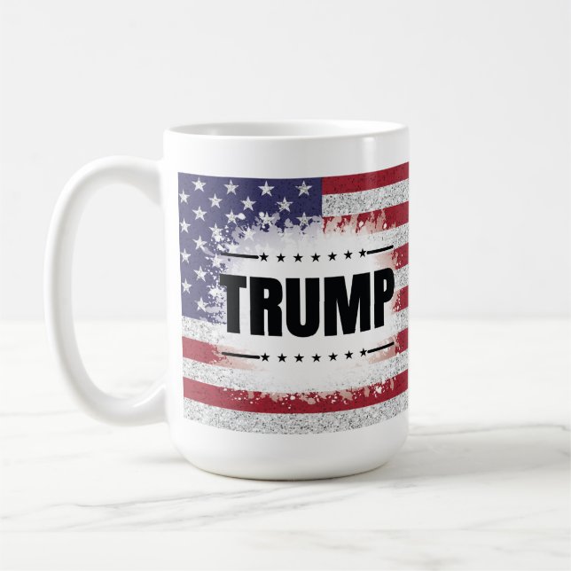 Taza De Café Bandera estadounidense patriótica Trump (Izquierda)