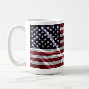 Taza De Café Bandera estadounidense personalizada Bandera roja 
