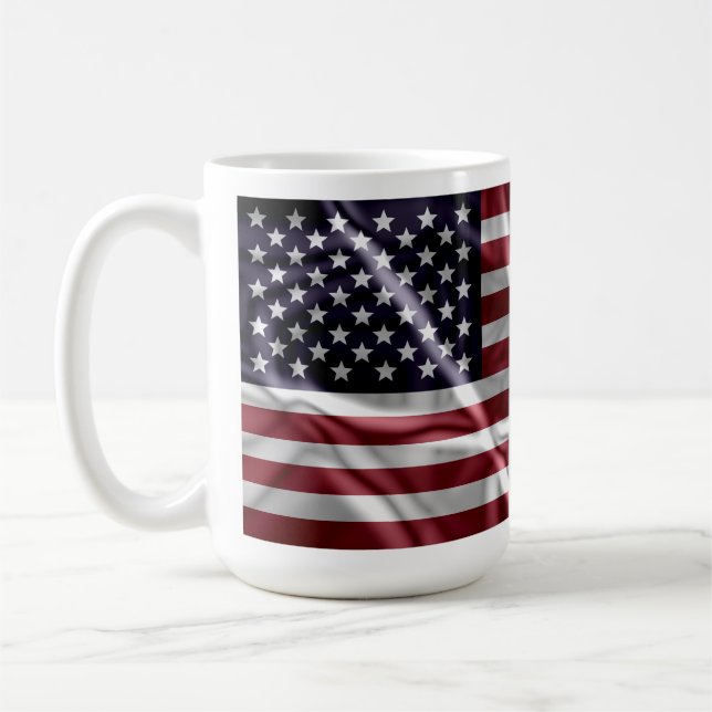 Taza De Café Bandera estadounidense personalizada Bandera roja  (Izquierda)