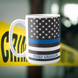 Taza De Café Bandera estadounidense personalizada Línea Azul de