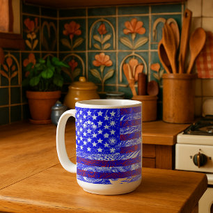 Taza De Café Bandera estadounidense psicodélica de los años 60