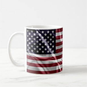 Taza De Café Bandera estadounidense roja, franjas blancas y azu