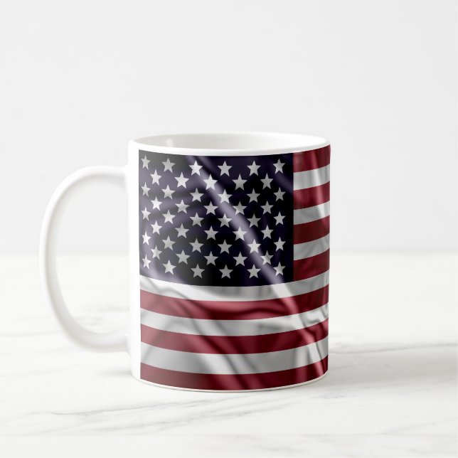 Taza De Café Bandera estadounidense roja, franjas blancas y azu (Izquierda)