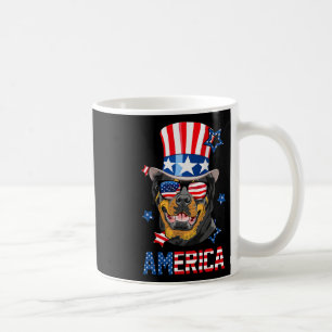 Taza De Café Bandera Estadounidense Rottweiler 4 De Julio Perro