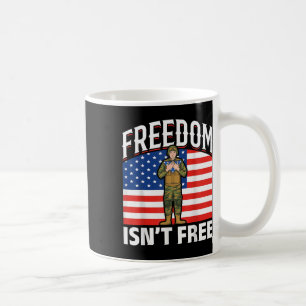 Taza De Café Bandera Estadounidense Soldado de Libertad Mem