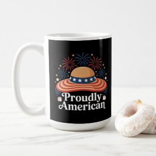 Taza De Café Bandera estadounidense Sunhat - orgullosamente nor