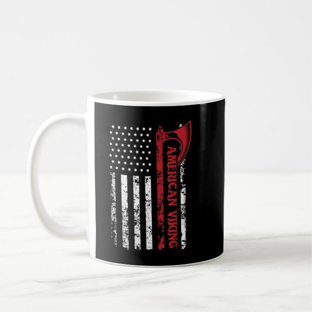 Taza De Café Bandera estadounidense Viking Norseman Odin Thor (Izquierda)