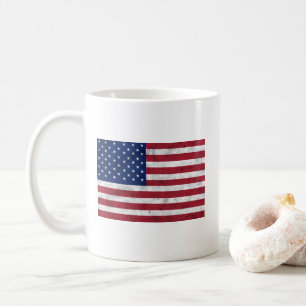 Taza De Café Bandera estadounidense vintage azul rojo blanco pa
