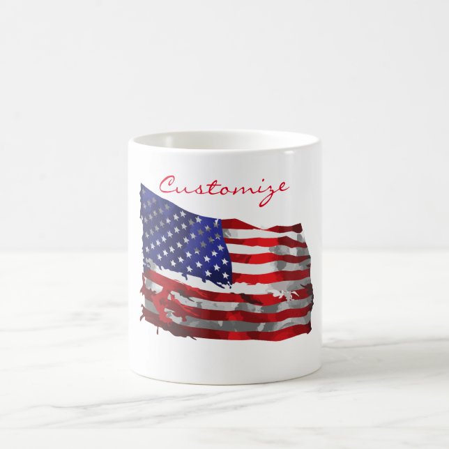 Taza De Café Bandera estadounidense vintage Thunder_Cove (Centro)