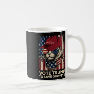 Taza De Café Bandera Estadounidense vota por Trump para salvar 