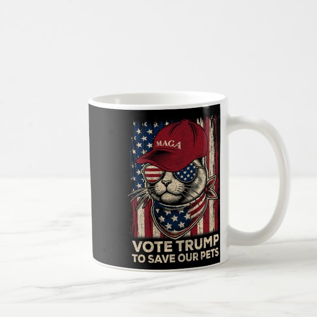 Taza De Café Bandera Estadounidense vota por Trump para salvar  (Derecha)