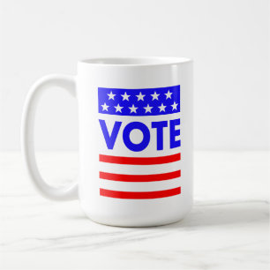 Taza De Café Bandera estadounidense Votante patriótico rojo y a