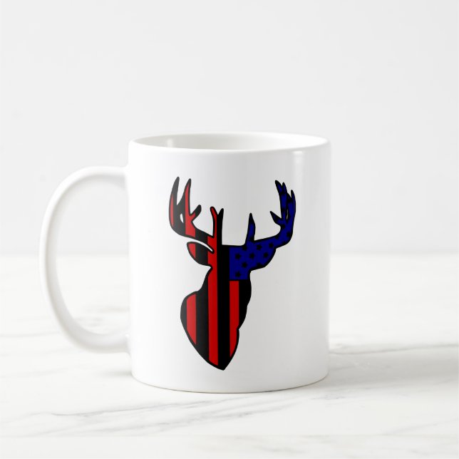 Taza De Café Bandera estadounidense Whitetail Buck (Izquierda)