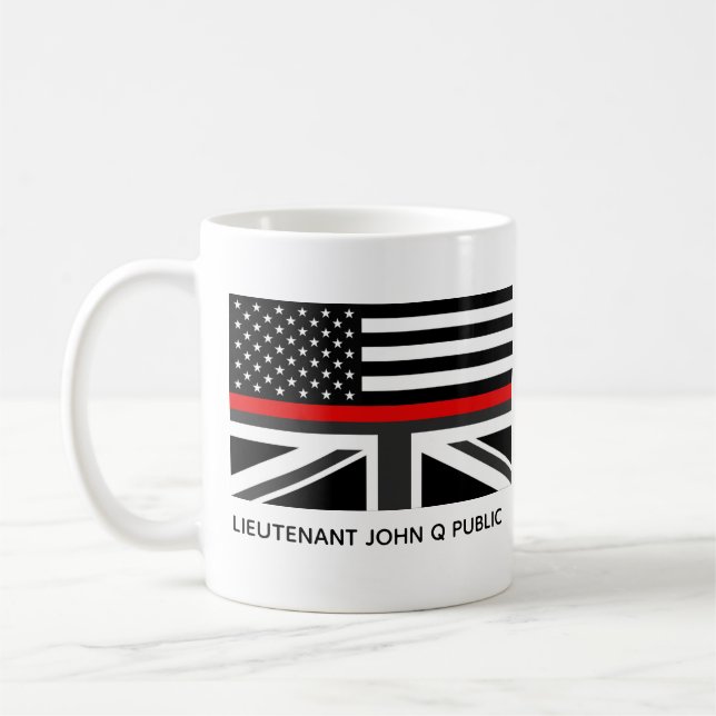 Taza De Café Bandera estadounidense y británica de la línea roj (Izquierda)