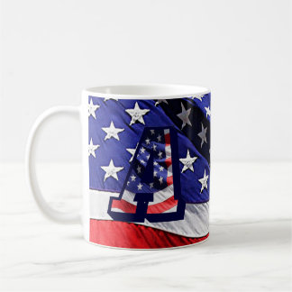 Taza De Café Bandera estadounidense y letra "A" en ambas partes