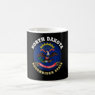 TAZA DE CAFÉ BANDERA ESTATAL DE DAKOTA ROUGHRIDER DEL NORTE