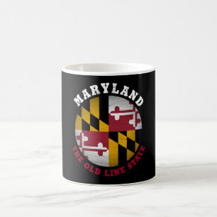 TAZA DE CAFÉ BANDERA ESTATAL DE LA LÍNEA ANTIGUA DE MARYLAND