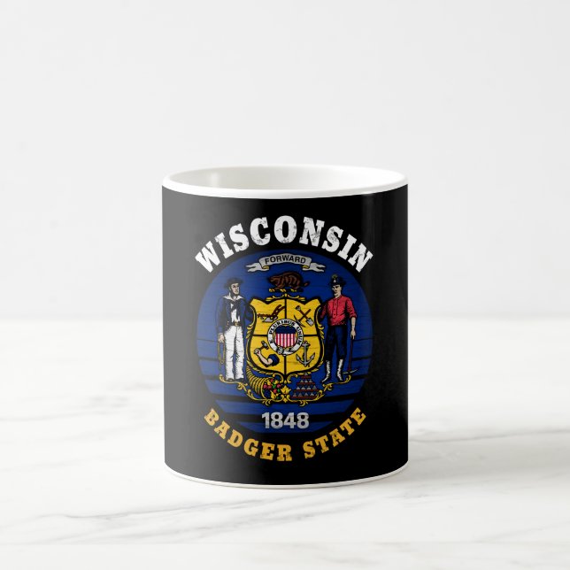 TAZA DE CAFÉ BANDERA ESTATAL DE WISCONSIN BADGER (Centro)