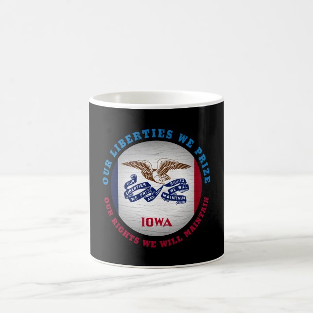 TAZA DE CAFÉ BANDERA ESTATAL IOWA HAWKEYE (Centro)