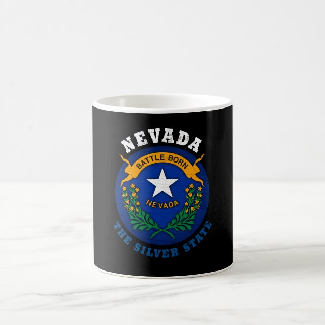 TAZA DE CAFÉ BANDERA ESTATAL NEVADA SILVER (Centro)