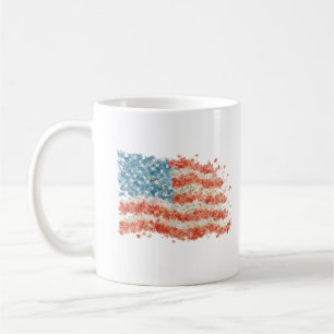 Taza De Café Bandera Floral de EE. UU. Bandera de Estados Unido