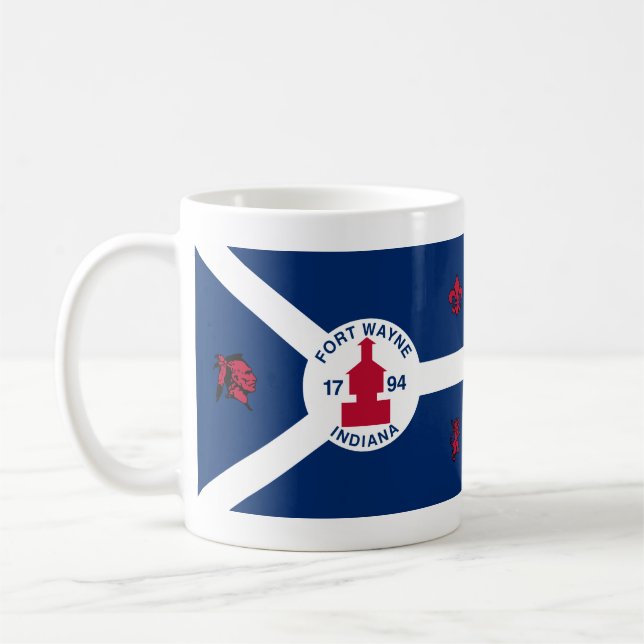 Taza De Café Bandera Fort Wayne, Indiana Coffee Mug (Izquierda)