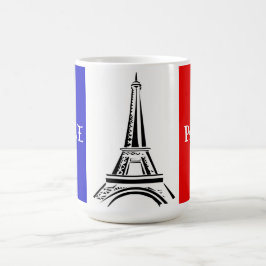 Taza De Café Bandera francesa y diseño de la torre Eiffel
