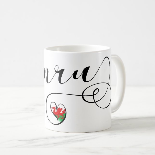 Taza De Café Bandera galesa de Cymru en el corazón, Gales (Anverso derecho)