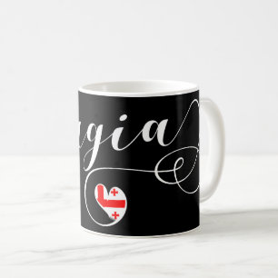 Taza De Café Bandera georgiana en el corazón, Georgia
