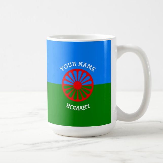 Taza De Café Bandera gitana personalizada de los viajeros del (Derecha)
