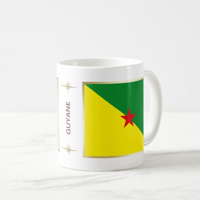 Taza De Café Bandera guyane + taquilla de mapa (Anverso derecho)