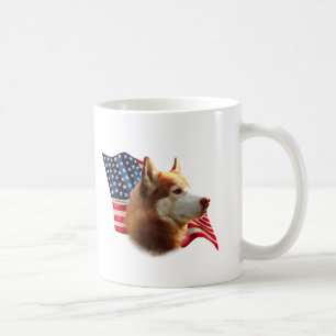 Taza De Café Bandera Husky Siberiana (roja)