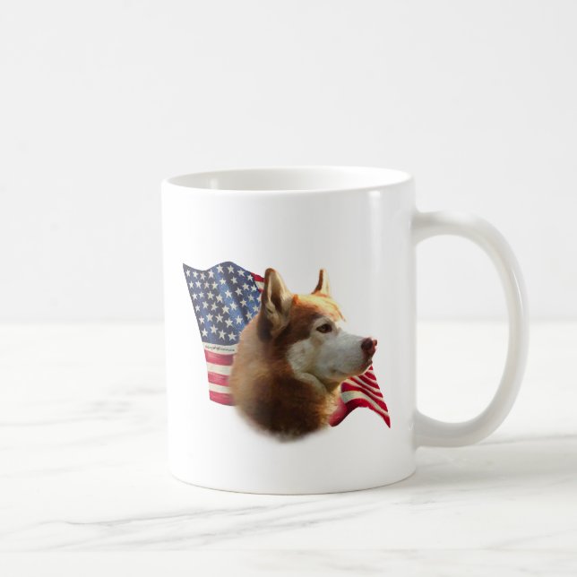 Taza De Café Bandera Husky Siberiana Roja (Derecha)