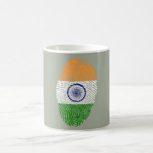 Taza De Café Bandera india de la huella dactilar del tacto