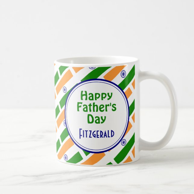 Taza De Café BANDERA INDIA: Feliz Día del Padre, escrituras per (Derecha)