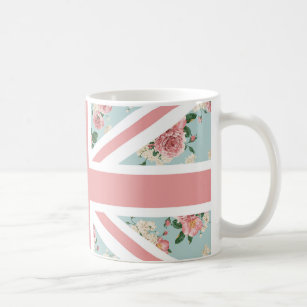 Taza De Café Bandera inglesa de Union Jack de los rosas