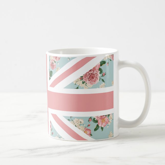 Taza De Café Bandera inglesa de Union Jack de los rosas (Derecha)