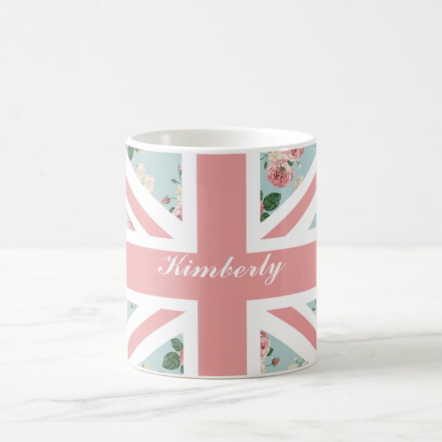 Taza De Café Bandera inglesa de Union Jack de los rosas (Centro)