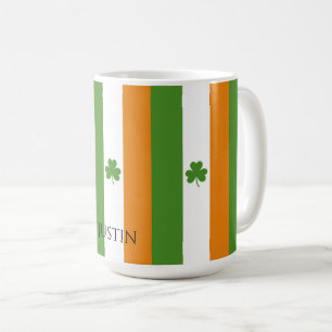 Taza De Café Bandera irlandesa de San Patricio con Shamrock   P