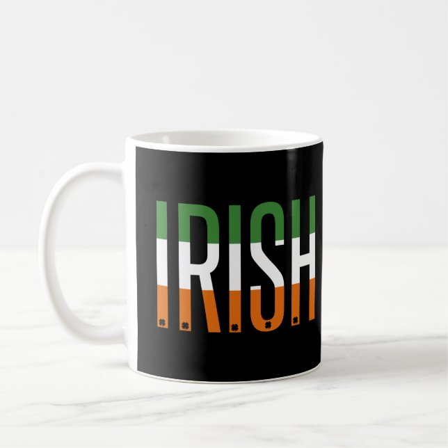Taza De Café Bandera irlandesa del Día de San Patricio Shamrock (Izquierda)