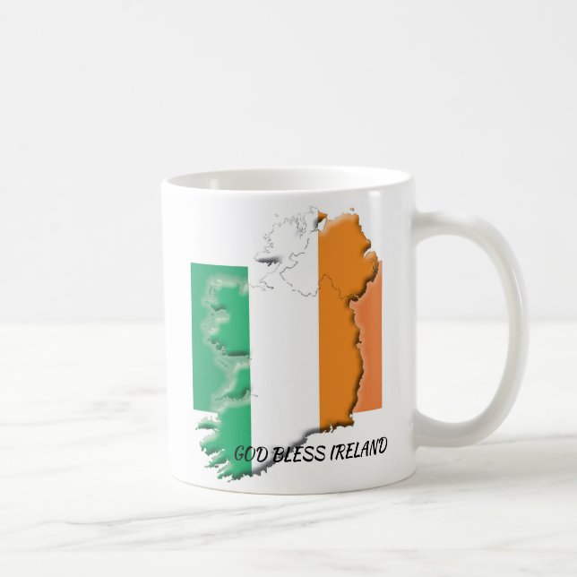 Taza De Café BANDERA IRLANDESA Patriótica Dios bendiga a Irland (Derecha)