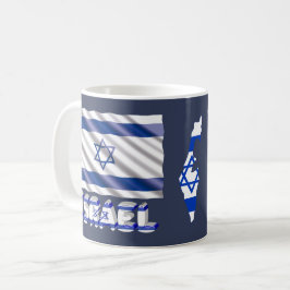 Taza De Café Bandera israelí y mapa azul patriótico