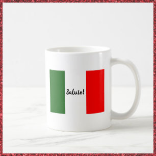 Taza De Café Bandera italiana con saludos Tostadas Verde Rojo
