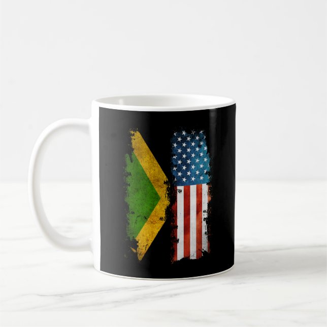 Taza De Café Bandera Jamaiquina Estadounidense Jamaica Usa (Izquierda)