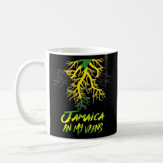 Taza De Café Bandera jamaiquina Jamaica en mis venas Hombres Mu (Izquierda)