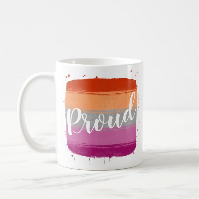 Taza De Café Bandera Lesbiana Orgullo café Mug (Izquierda)